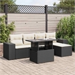 vidaXL 6 Piece Poly Rattan Sofa Set in Black/White/Cream