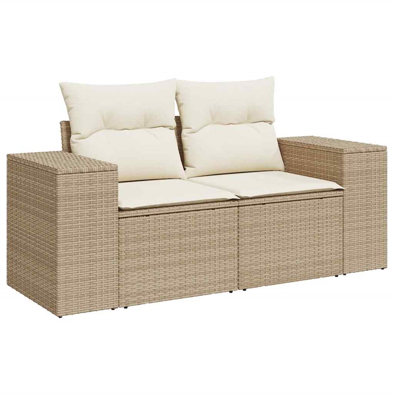 vidaXL 6 Piece Poly Rattan Sofa Set in White/Cream/Beige