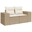 vidaXL 6 Piece Poly Rattan Sofa Set in White/Cream/Beige