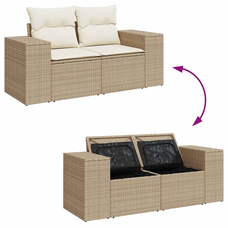 vidaXL 6 Piece Poly Rattan Sofa Set in White/Cream/Beige