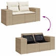 vidaXL 6 Piece Poly Rattan Sofa Set in White/Cream/Beige