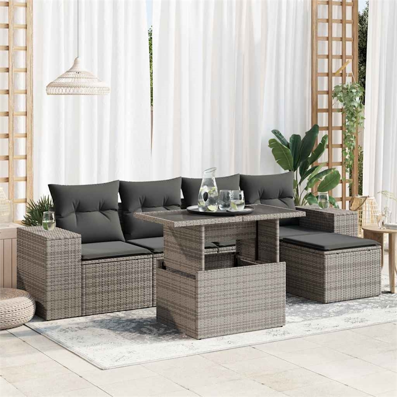 vidaXL 6 Piece Steel Sofa Set in Gray