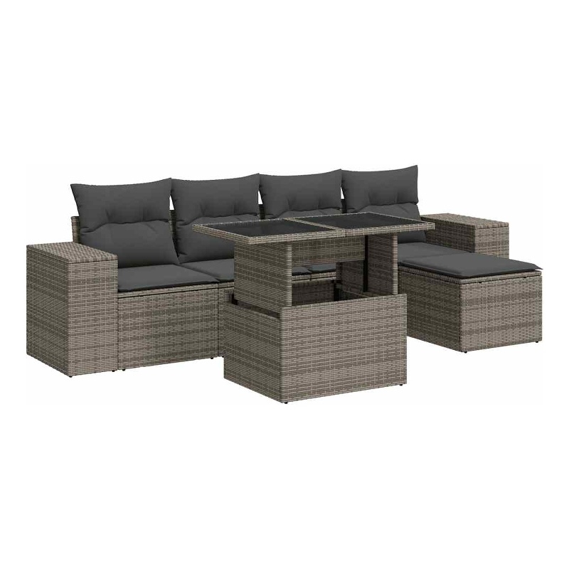 vidaXL 6 Piece Steel Sofa Set in Gray