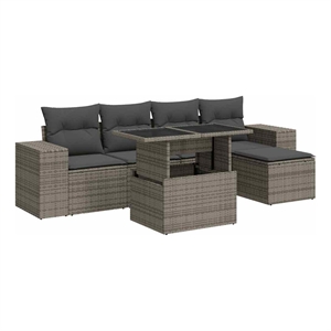 vidaXL 6 Piece Steel Sofa Set in Gray