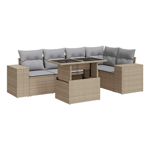 vidaXL 6 Piece Sofa Set in Gray/Beige