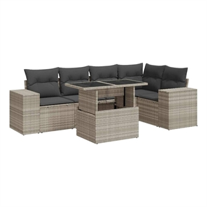 vidaXL 6 Piece Poly Rattan Sofa Set in Gray