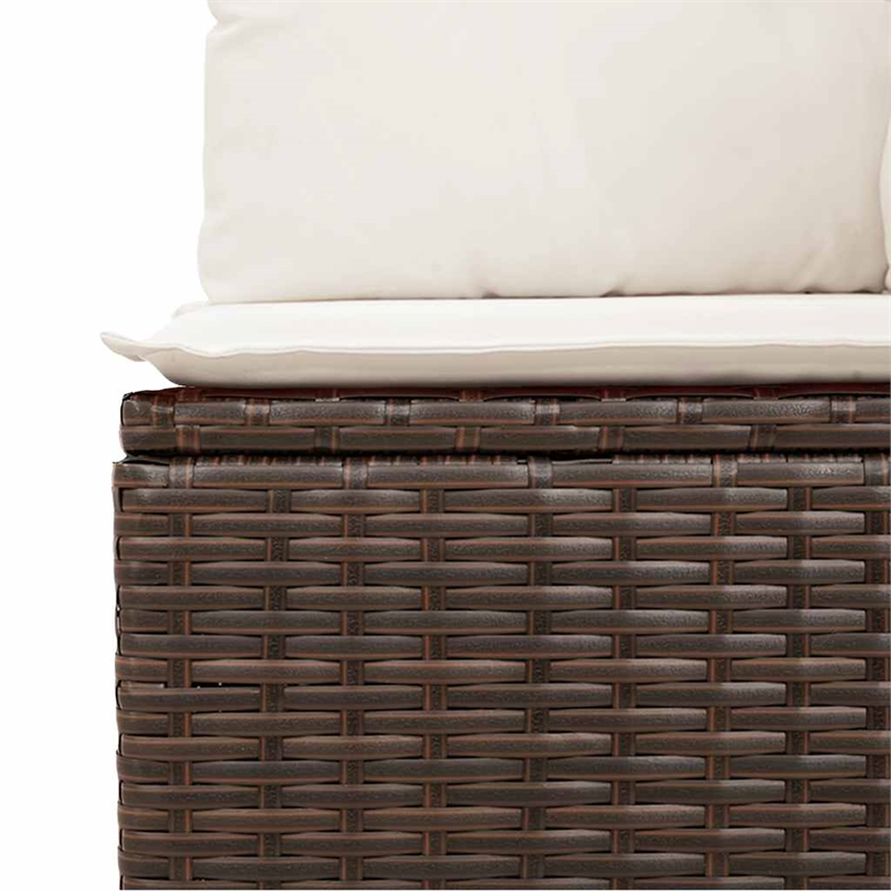 vidaXL Poly Rattan Sofa Set in White/Brown/Cream
