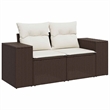 vidaXL Poly Rattan Sofa Set in White/Brown/Cream