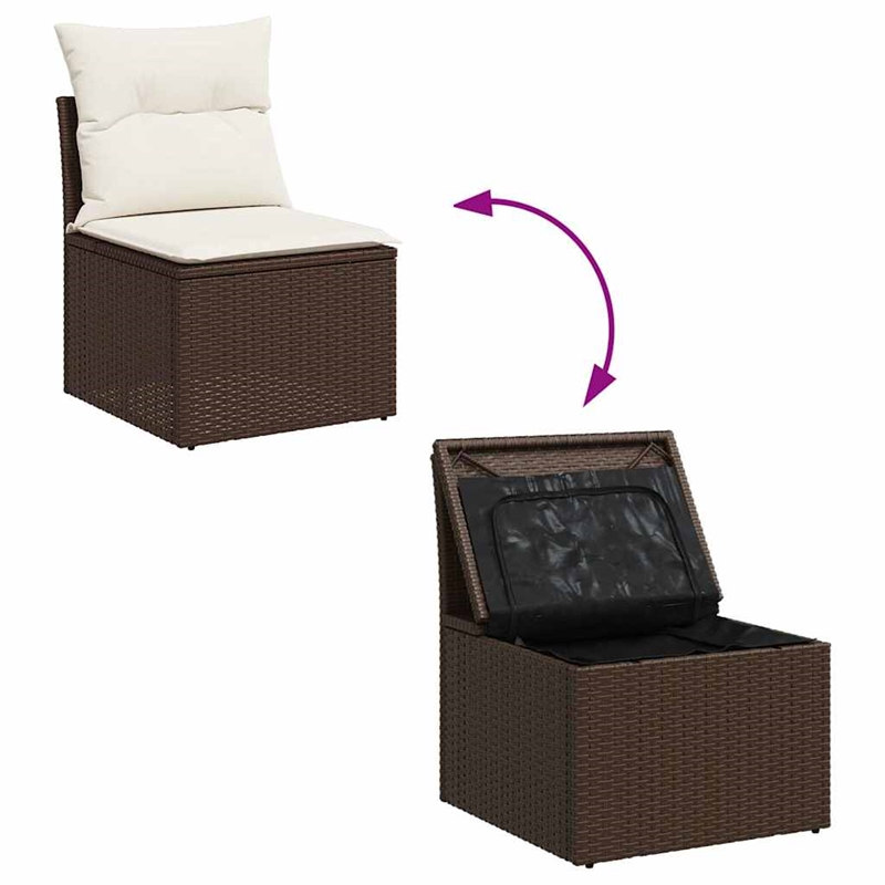 vidaXL Poly Rattan Sofa Set in White/Brown/Cream
