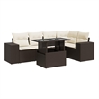 vidaXL Poly Rattan Sofa Set in White/Brown/Cream