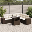 vidaXL 7 Piece Steel Sofa Set in White/Brown/Cream