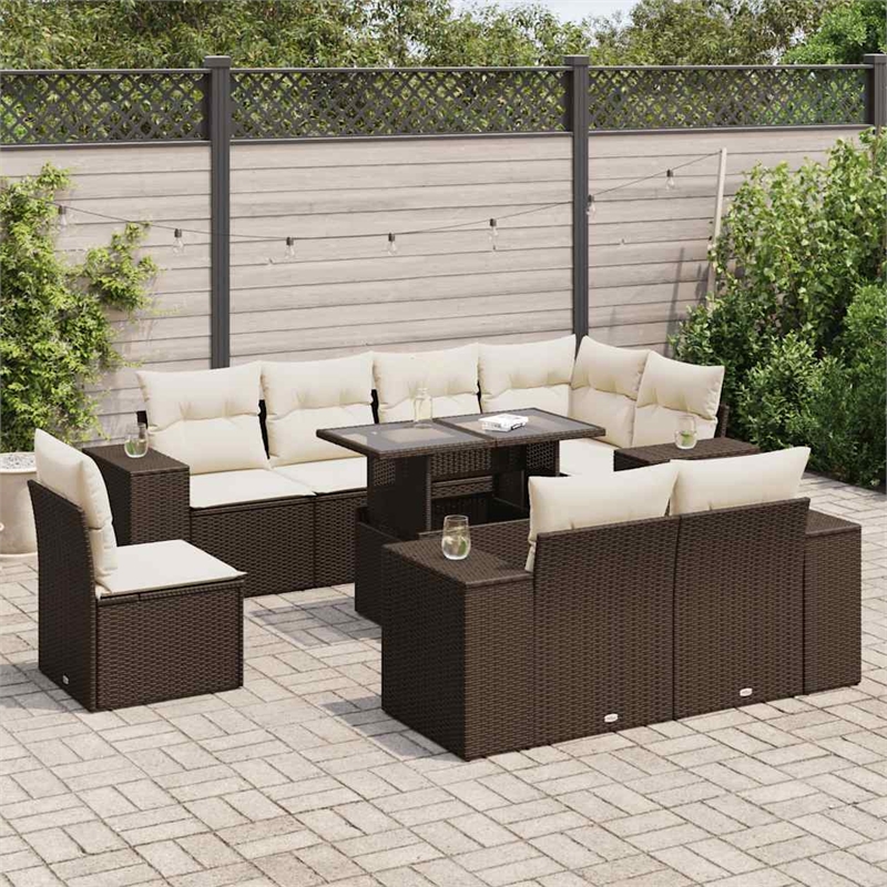 vidaXL 9 Piece Large Sofa Set in Brown