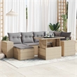 vidaXL 7 Piece Poly Rattan Sofa Set in Gray/Beige