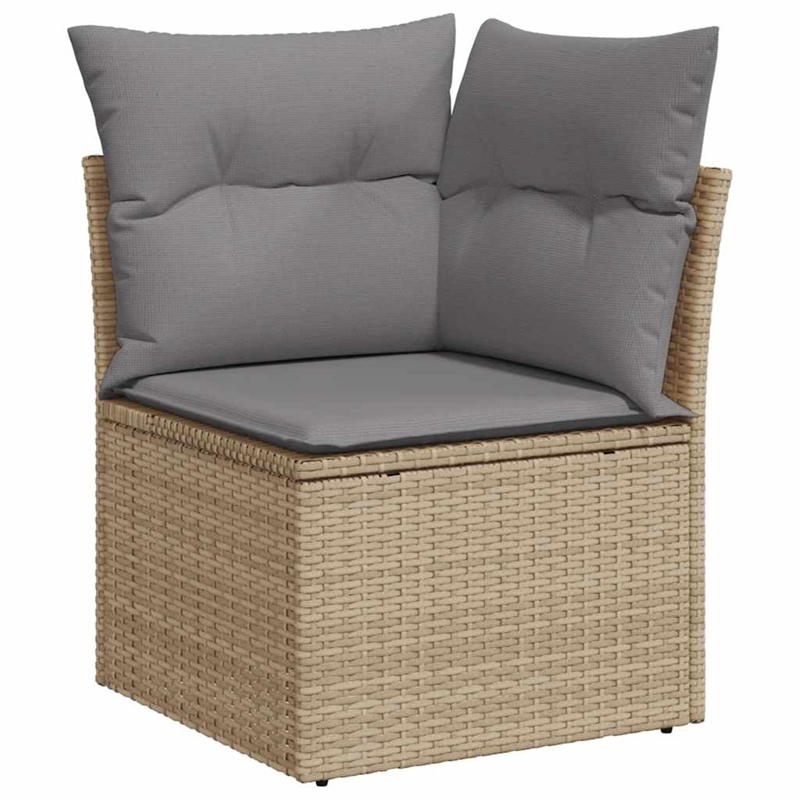vidaXL 7 Piece Poly Rattan Sofa Set in Gray/Beige