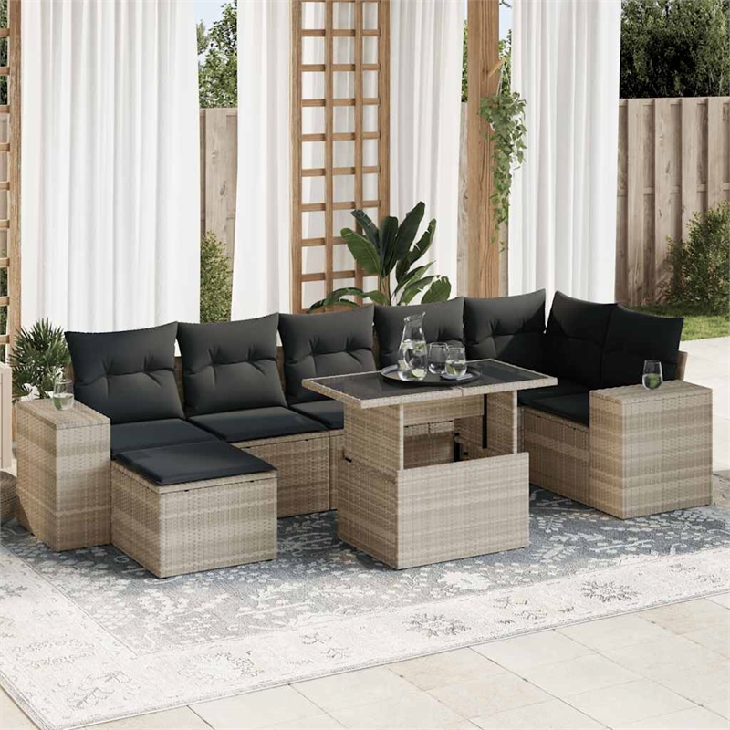 vidaXL 8 Piece Steel Sofa Set in Gray