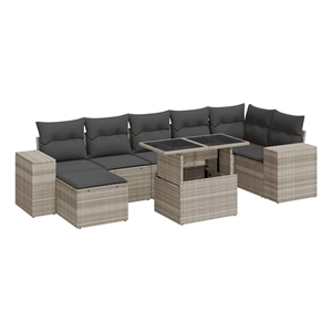 vidaXL 8 Piece Steel Sofa Set in Gray