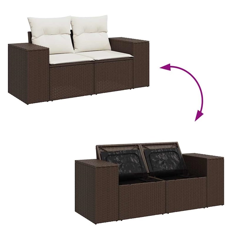 vidaXL 8 Piece Poly Rattan Sofa Set in Brown