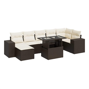 vidaXL 8 Piece Poly Rattan Sofa Set in Brown
