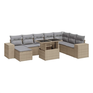 vidaXL 9 Piece Sofa Set in Gray/Beige