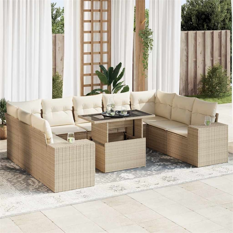 vidaXL 10 Piece Sofa Set in Beige