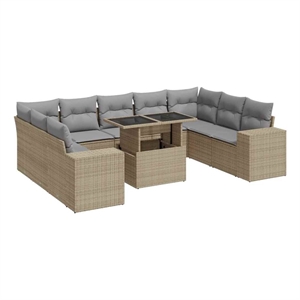 vidaXL 10 Piece Sofa Set in Gray/Beige