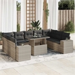 vidaXL 10 Piece Poly Rattan Sofa Set in Gray