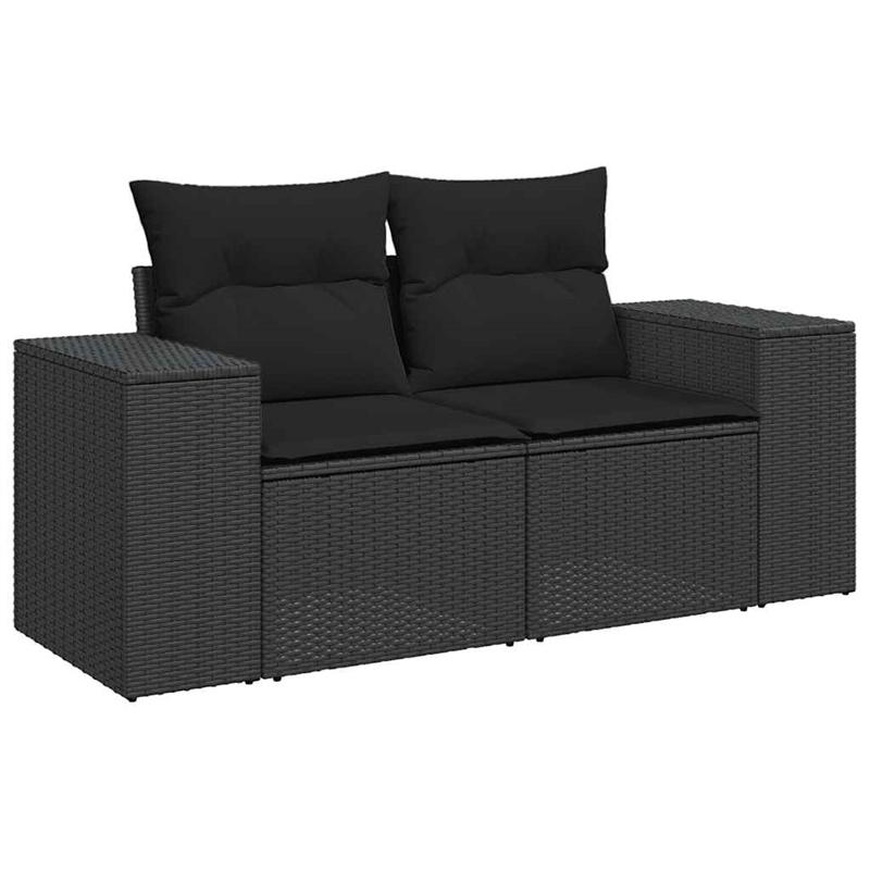 vidaXL 11 Piece Poly Rattan Sofa Set in Black
