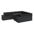 vidaXL 11 Piece Poly Rattan Sofa Set in Black