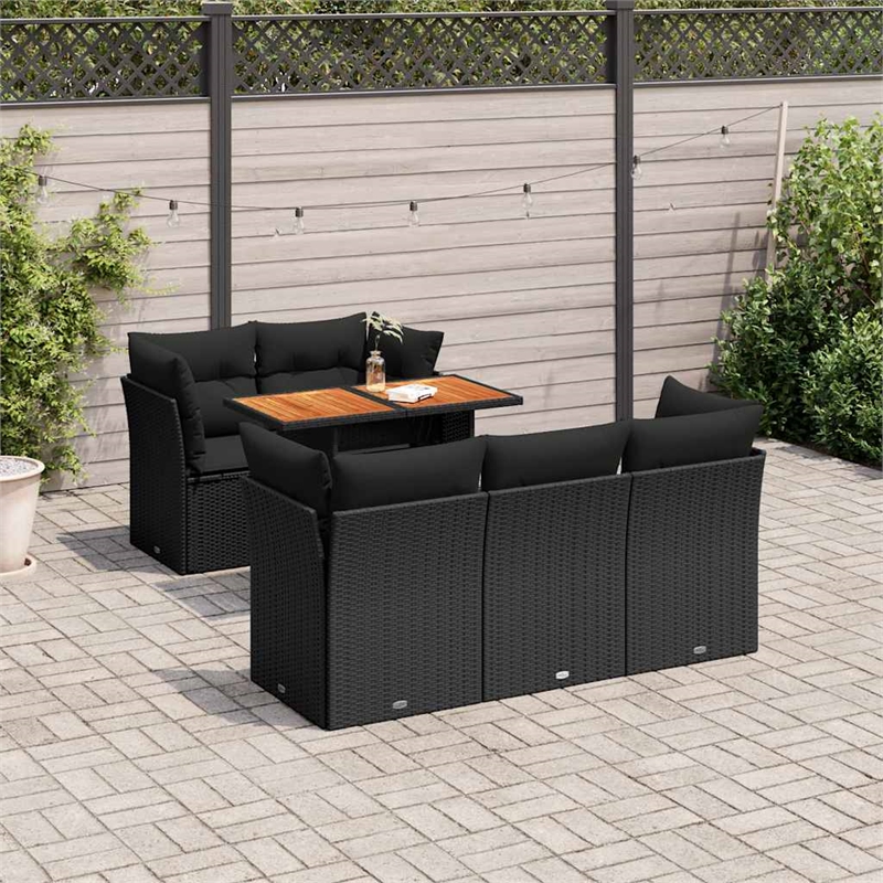 vidaXL 6 Piece Steel Sofa Set in Black