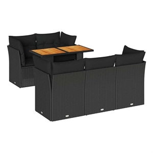 vidaXL 6 Piece Steel Sofa Set in Black