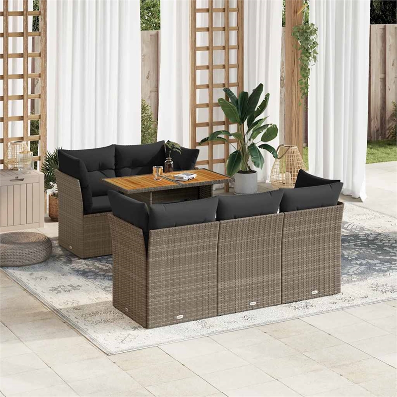 vidaXL Solid Acacia Wood Sofa Set in Gray