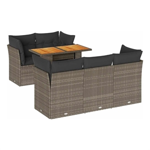 vidaXL Solid Acacia Wood Sofa Set in Gray