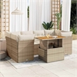 vidaXL 7 Piece Solid Acacia Wood Sofa Set in Beige
