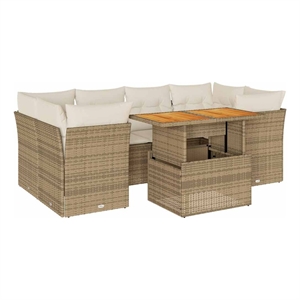 vidaXL 7 Piece Solid Acacia Wood Sofa Set in Beige