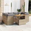 vidaXL 7 Piece Solid Acacia Wood Sofa Set in Gray/Beige