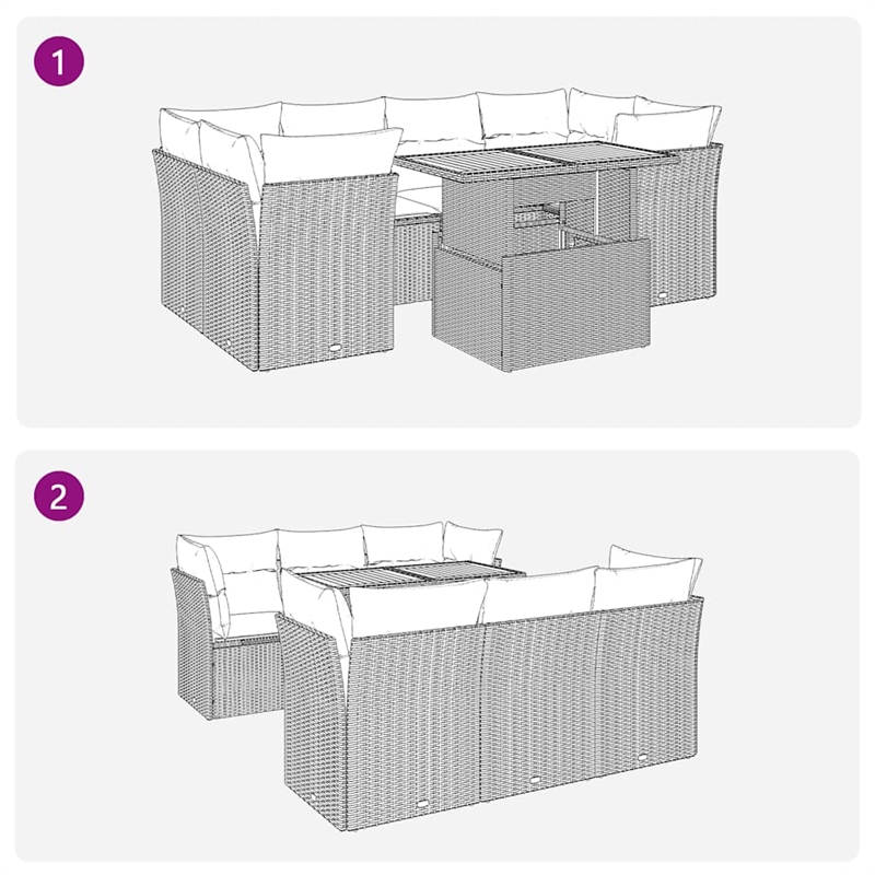 vidaXL 7 Piece Solid Acacia Wood Sofa Set in Gray/Beige