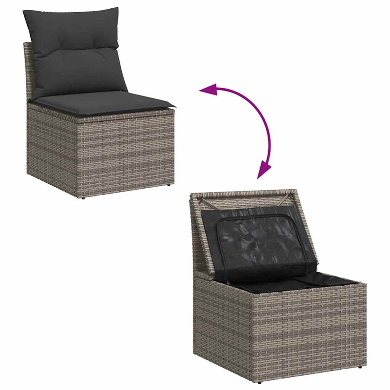 vidaXL Poly Rattan Sofa Set in Gray