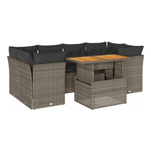 vidaXL Poly Rattan Sofa Set in Gray