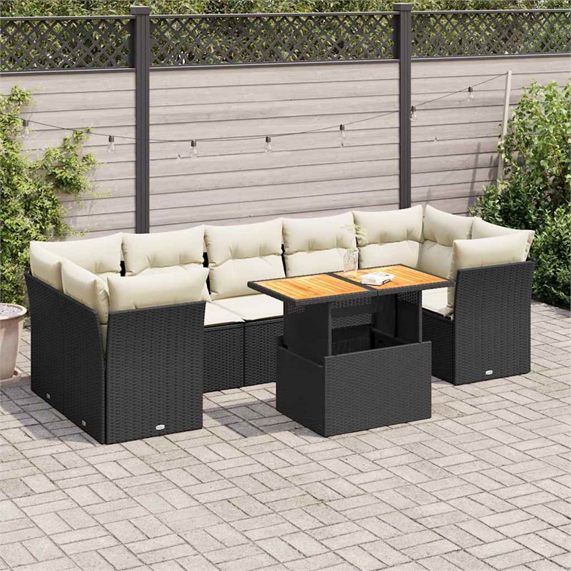 vidaXL 8 Piece Sofa Set in Black/White/Cream