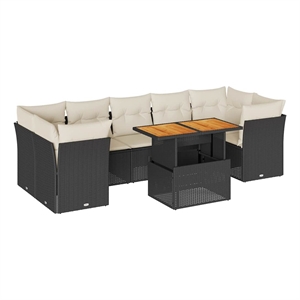 vidaXL 8 Piece Sofa Set in Black/White/Cream