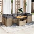 vidaXL 8 Piece Solid Acacia Wood Sofa Set in Gray/Beige