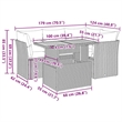 vidaXL 5 Piece Steel Sofa Set in Black/White/Cream