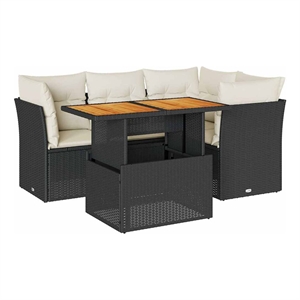 vidaXL 5 Piece Steel Sofa Set in Black/White/Cream