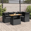 vidaXL 6 Piece Poly Rattan Sofa Set in Black