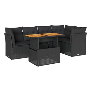 vidaXL 6 Piece Poly Rattan Sofa Set in Black