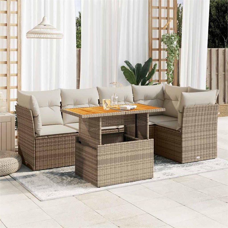 vidaXL 6 Piece Steel Sofa Set in Cream/Beige