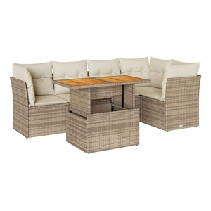 vidaXL 6 Piece Steel Sofa Set in Cream/Beige