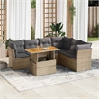 vidaXL Solid Acacia Wood Sofa Set in Gray/Beige