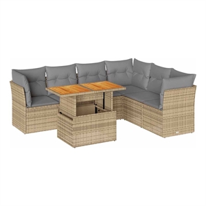vidaXL Solid Acacia Wood Sofa Set in Gray/Beige