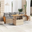 vidaXL 5 Piece Solid Acacia Wood Sofa Set in Gray/Beige
